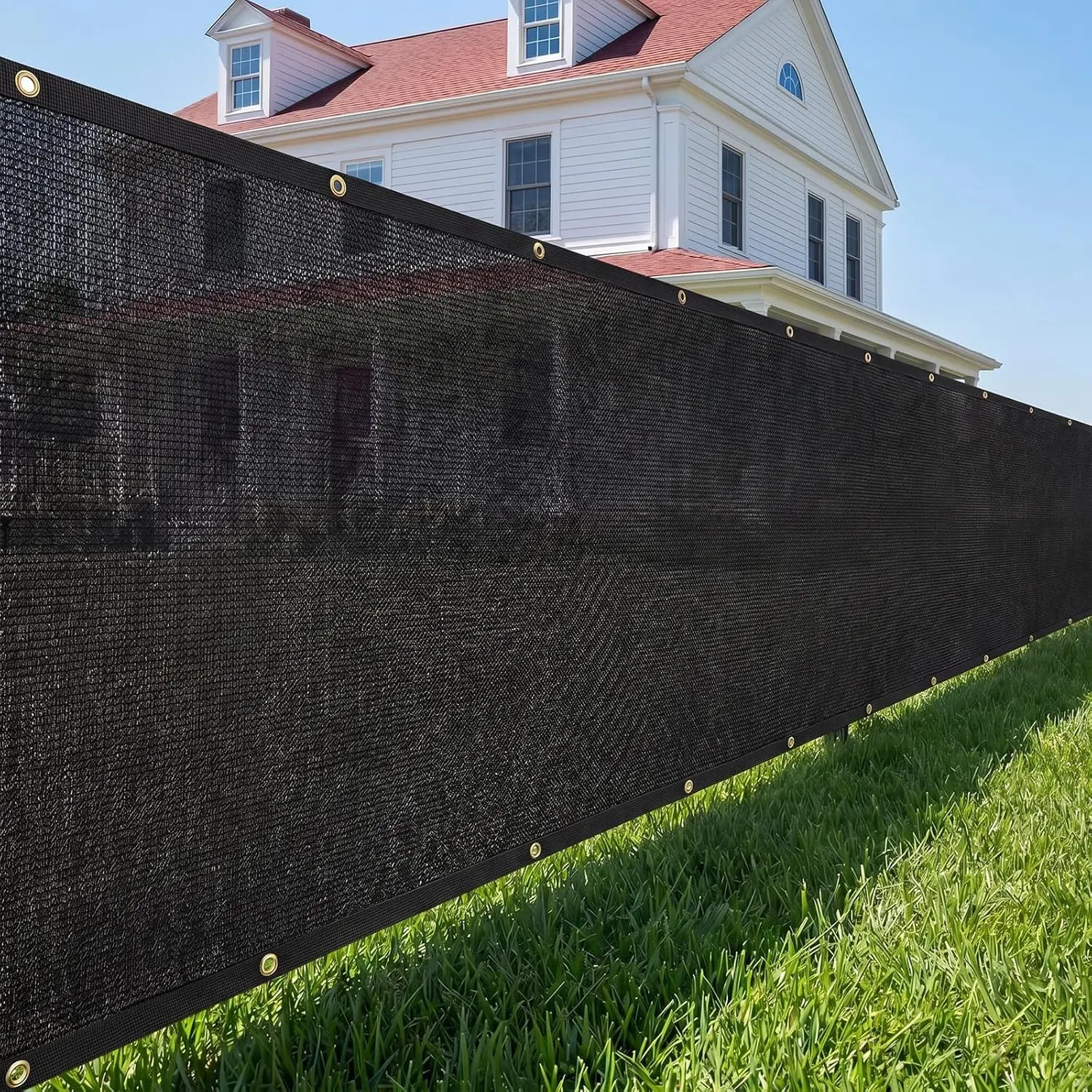 Heavy Duty  Fence Screen 4'x50' | Windscreen Fencing Cover | Windblock Mesh Fabric Shade Cloth with Brass Grommets | Ideal for Garden, Yard, Pool Deck, Carport & Construction, Black