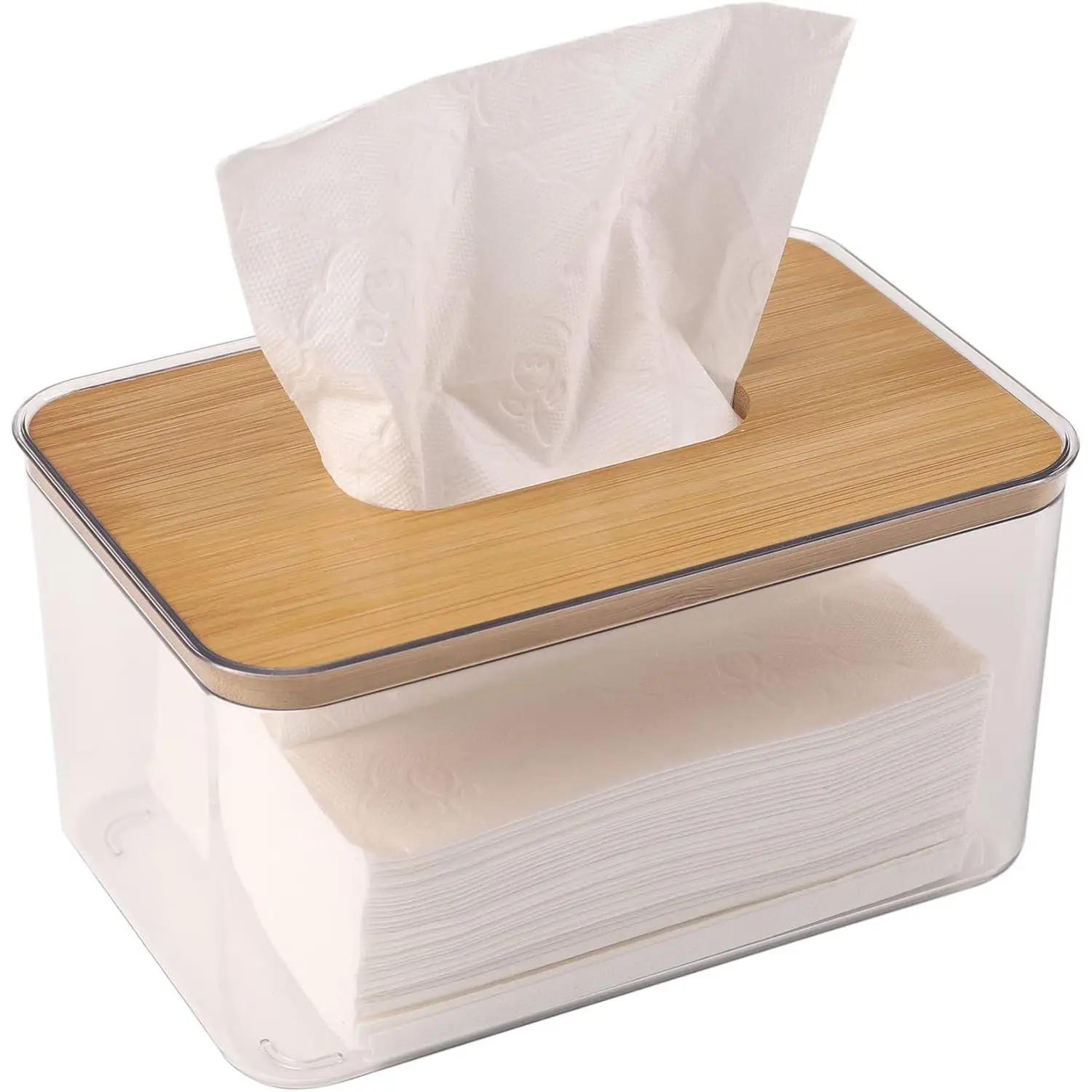 Tissue Box,  Dryer Sheet Holder for Laundry Room, Table Clear Dryer Sheet Dispenser Rectangular