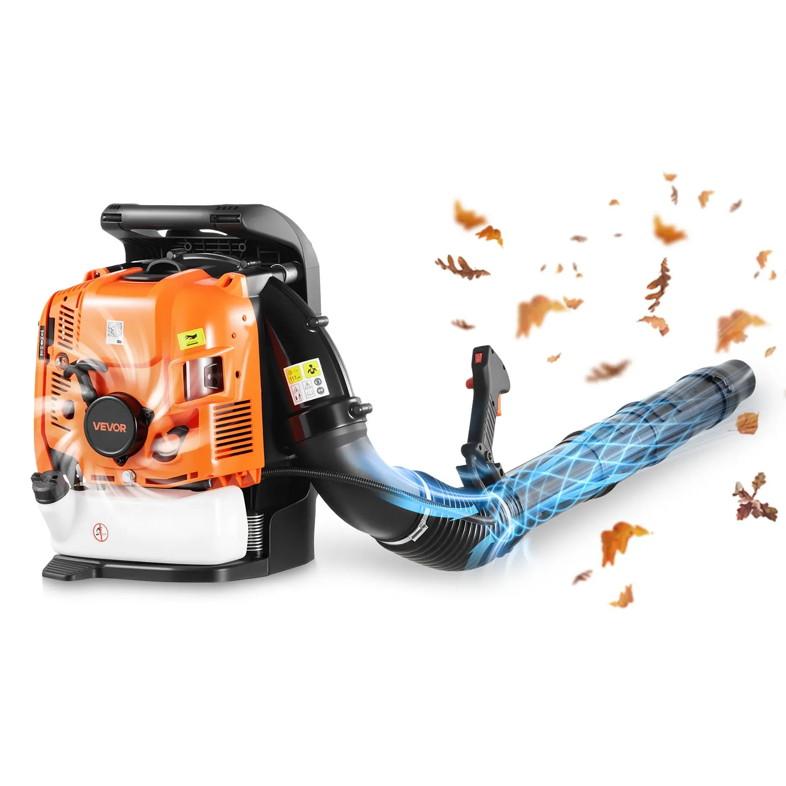 VEVOR Backpack Leaf Blower, 75.6CC 4-Stroke Engine Gas Powered Leaf Blower with 1.8L Fuel Tank, 615 CFM Air Volume, 179 MPH Air Speed, Ideal for Lawn Care, Leaves Cleaning, Yard Debris & Snow Removal
