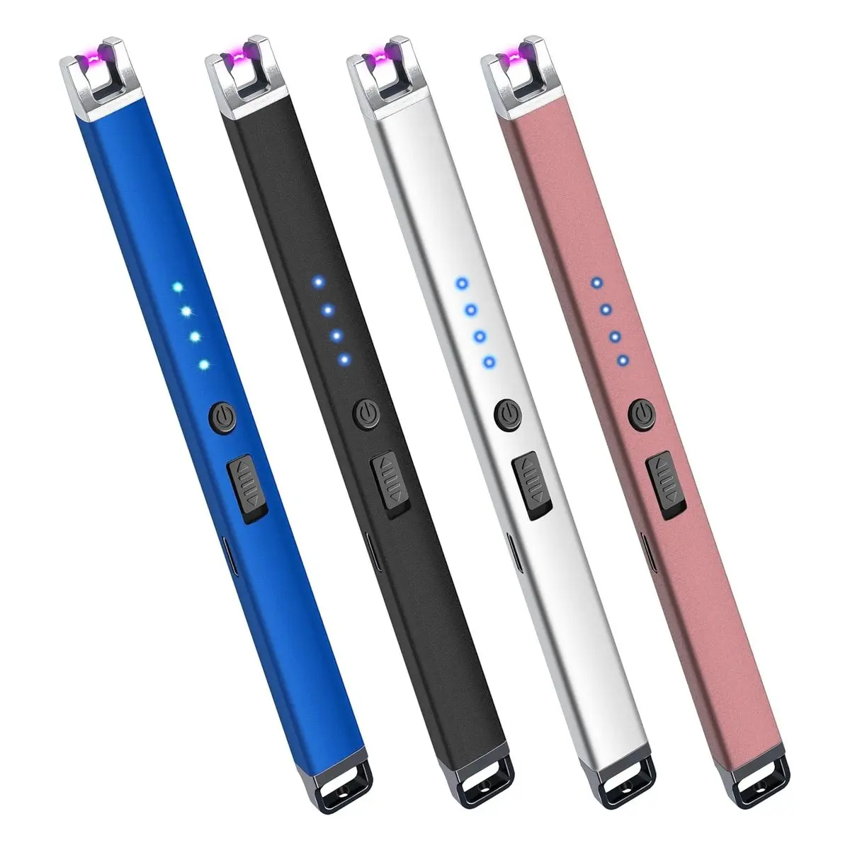 4-Pack Compact Electronic Candle Lighters, USB-C Rechargeable Windproof Plasma Arc, Flameless with Safety Switch, Safety First for Candle Use, Hiking, Ideal Home Supplies & Birthday Gift