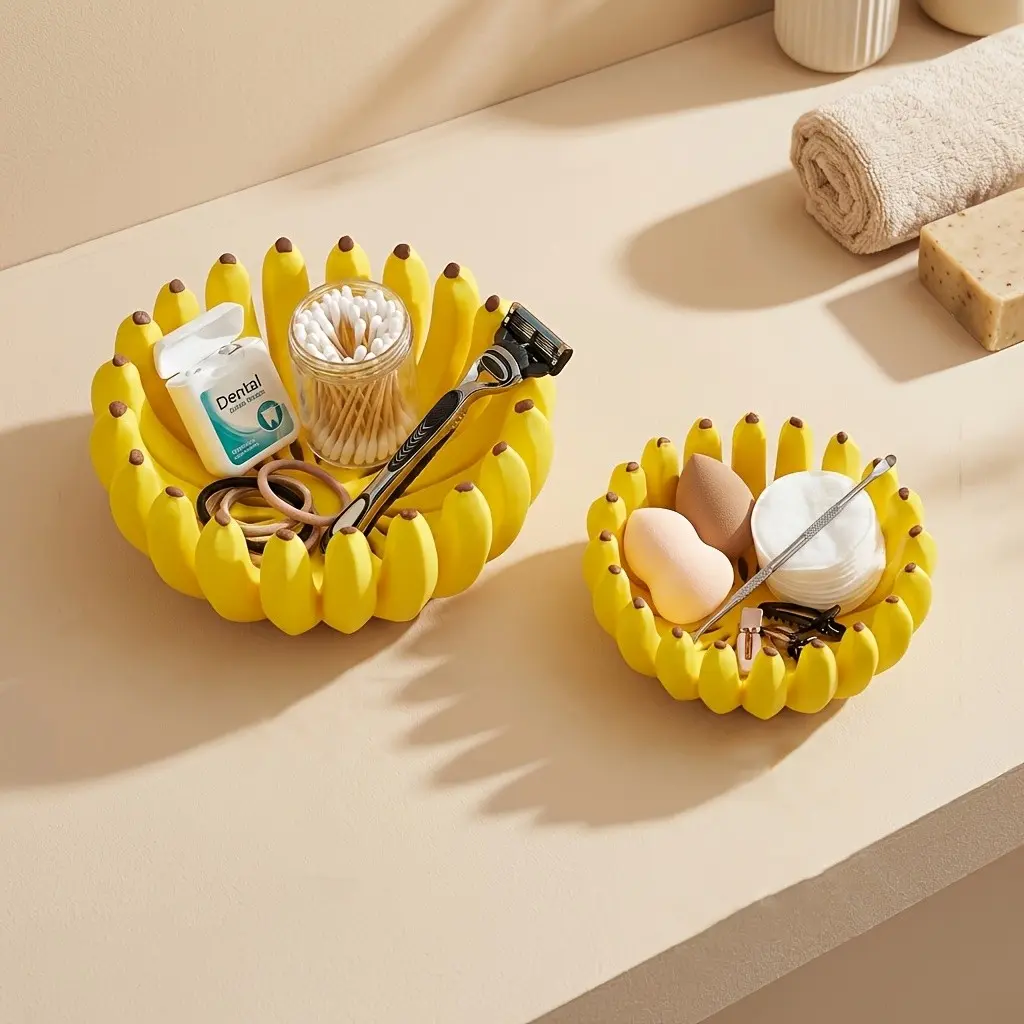 3D Printed Banana Theme Fruit Candy Tray, 15cm Modern Sweet Treat Holder with Playful Touch, Kitchen Desktop Decor, Office Snack Dish