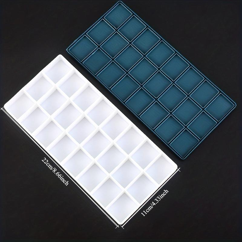 24 Grid Paint Palette Tray with Soft Lid, 1 Count Rectangle Plastic Leak Proof Watercolor Painting Palette, Travel Portable Storage and Organizer for Oil Paint