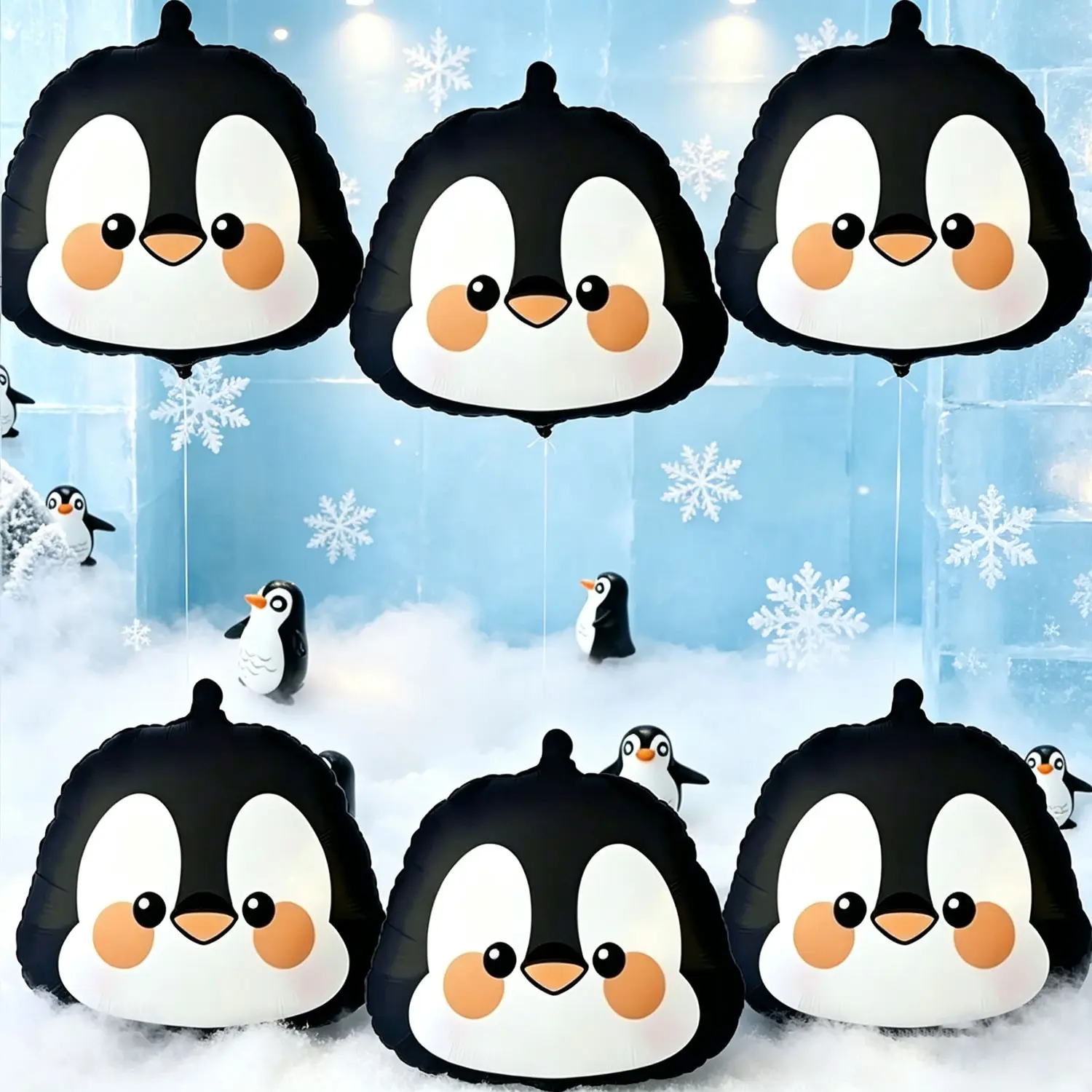 A set Soft Cute Penguin Avatar Foil Balloon Set，Suitable for winter-themed birthday parties, Christmas indoor decorations, New Year winter ambiance setups, kindergarten winter activities, Three Kings Day winter-themed decorations