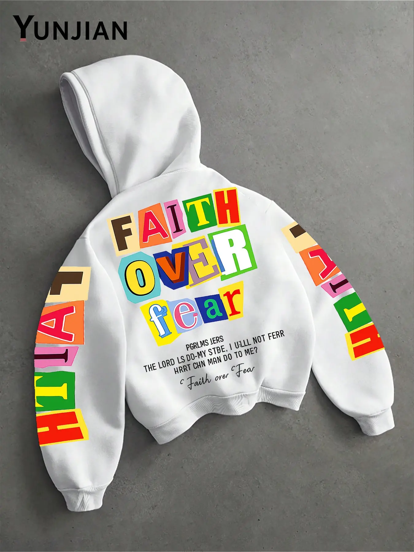 Men's Casual Inspirational Hoodie, Soft Thick Faith Print Sweatshirt, Loose Fit, Fall & Winter, Daily Wear, Campus Style, Layering