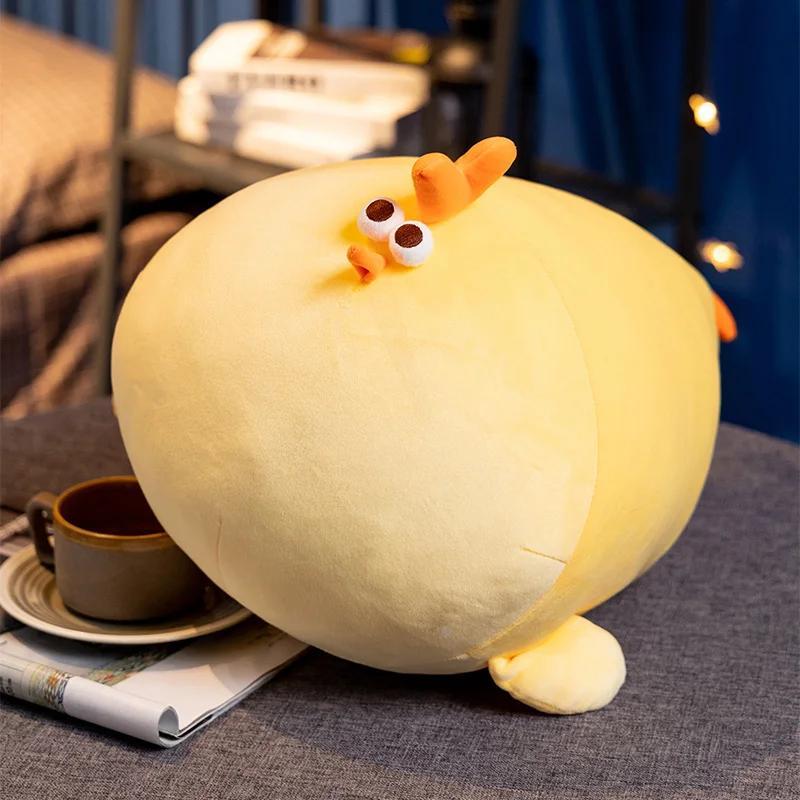 Kawaii Chubby Chicken Plush Toy Soft Plush Stuffed Animal Yellow Chicken Pillow Room Sofa Cushion Decoration Birthday Gift