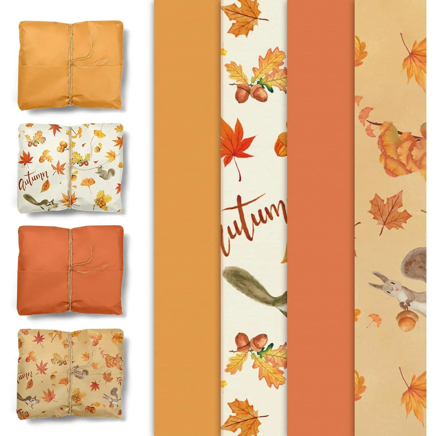 Fall Wrapping Tissue Paper for  Wrap 24 Sheets, 15x20Inch | Orange Autumn Maple Leaves  Wrap Paper for Fall  Shower Wedding Party, Thanksgiving Day  Packaging Decor Supplies