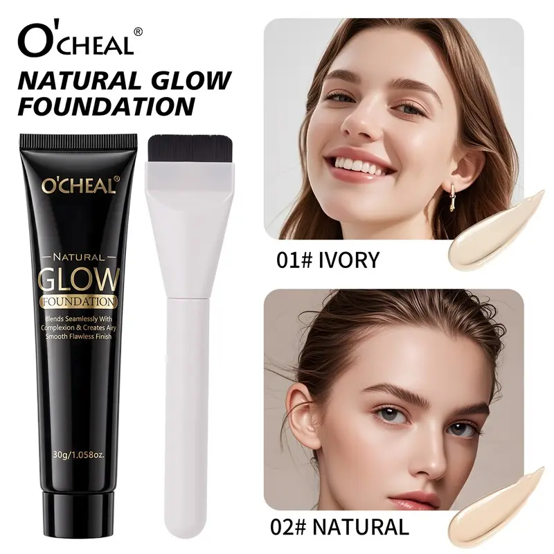 2-Color Air Spray Foundation with Brush, Clear Natural Concealer, Light to Medium Coverage, Flawless Makeup, Ideal for Women & Girls, Beautiful Gift Option