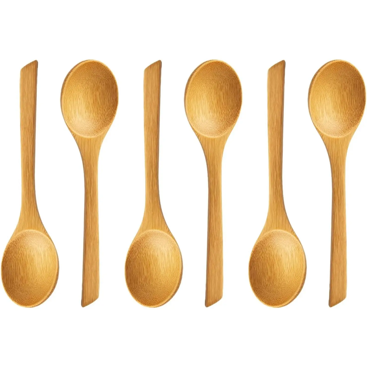 Long  Soup Spoons Set of 6, 8.5 Inch Wooden Dinner Spoons for Soup Ramen Cereal Rice,   Kitchen Eating Spoons,  Style  Tableware