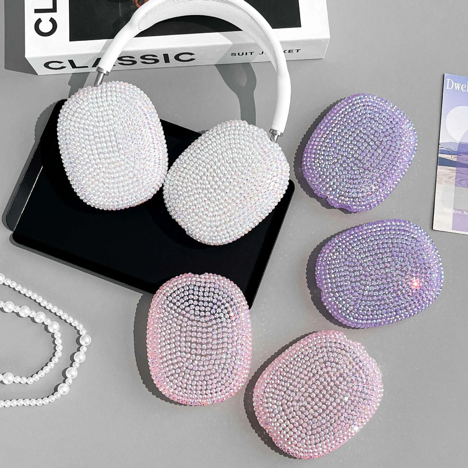 Full Diamond TPU Headphone Soft Case - Universal for AirPods Max 1/2, Solid Colors, Over Ear Headphone Accessories with Protection