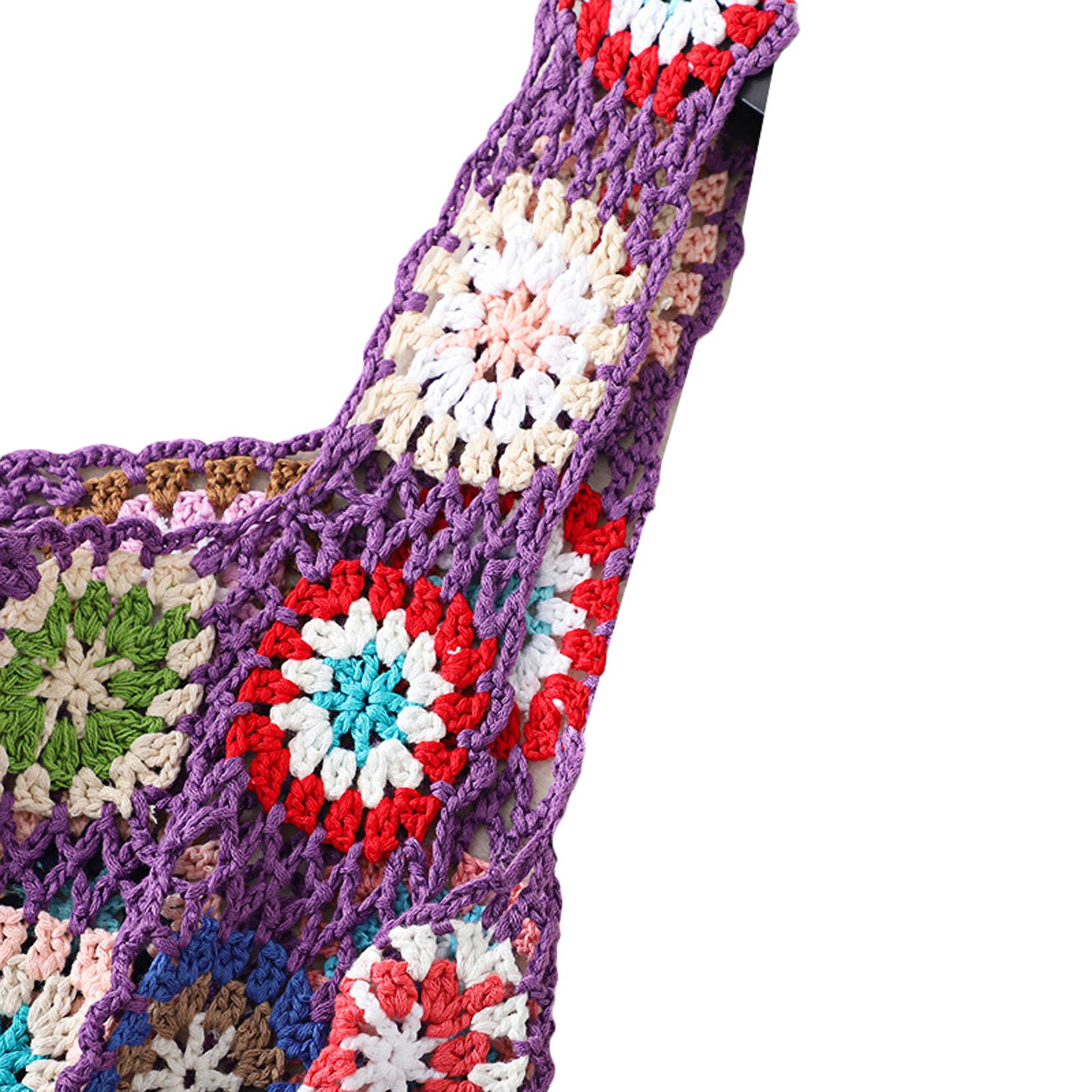 Women´s Summer Sleeveless Tops Ladies Female Colorful Hand Crochet Embroidery Openwork Knit Tank Tops Womenswear Streetwear