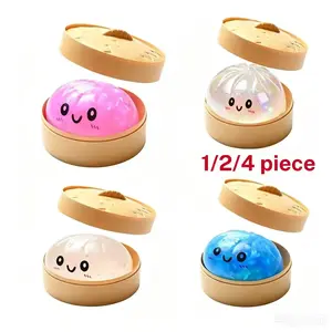 Colorful Baozi Pressure Ball Stress Relief Toy, Soft Pressure Ball with Steam Lifter, Cute Food Shape Finger Toy, Relaxing Fun Gift, Squishy Fidgets