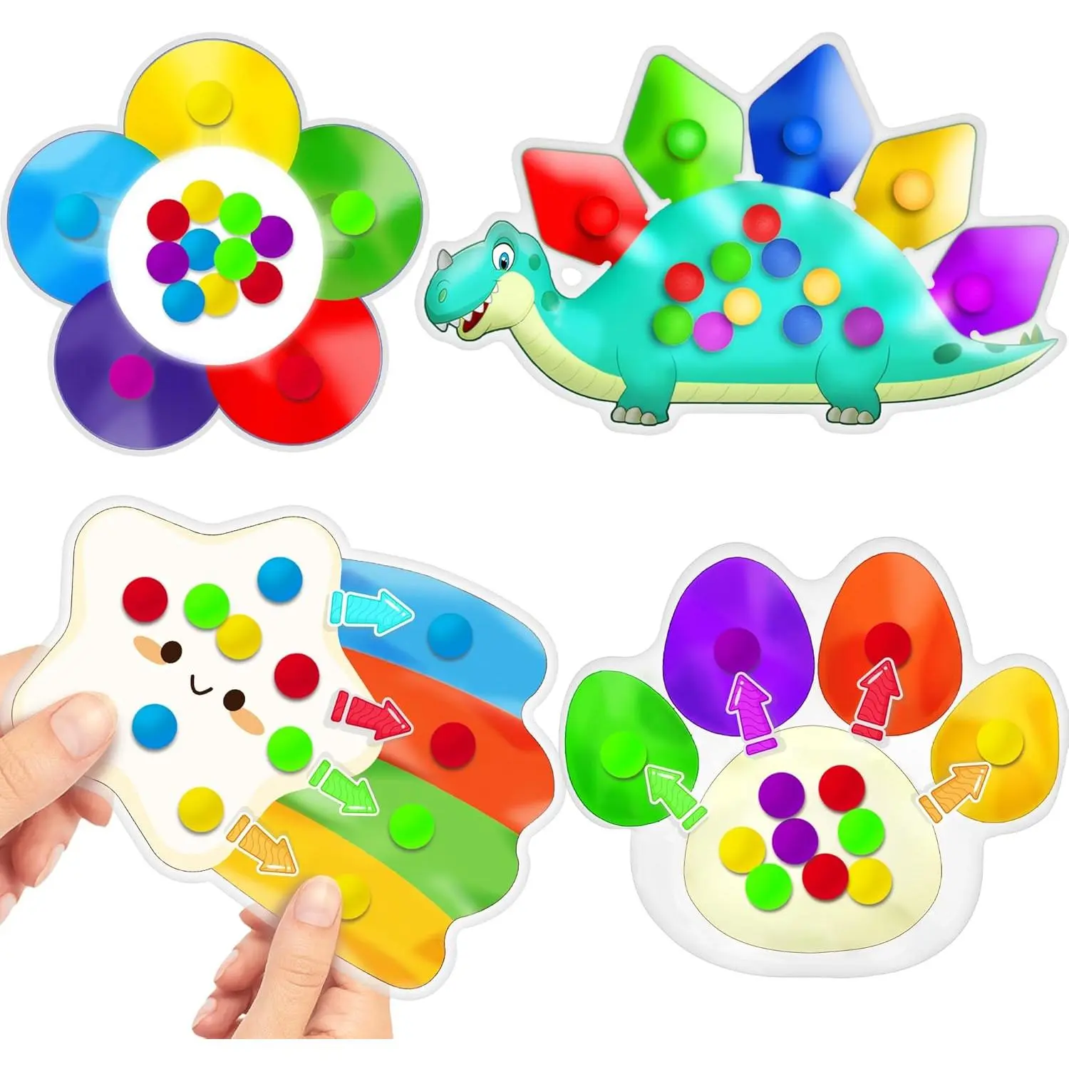 4PC Color Sorting Sensory Toys for Toddlers, Travel Toys Roadtrip Activities, Fine Motor Fidgets for Autism, Classroom Calm Down Toy for Kids 2-4 Year Old Boy Girl Dementia Giftfidget toys