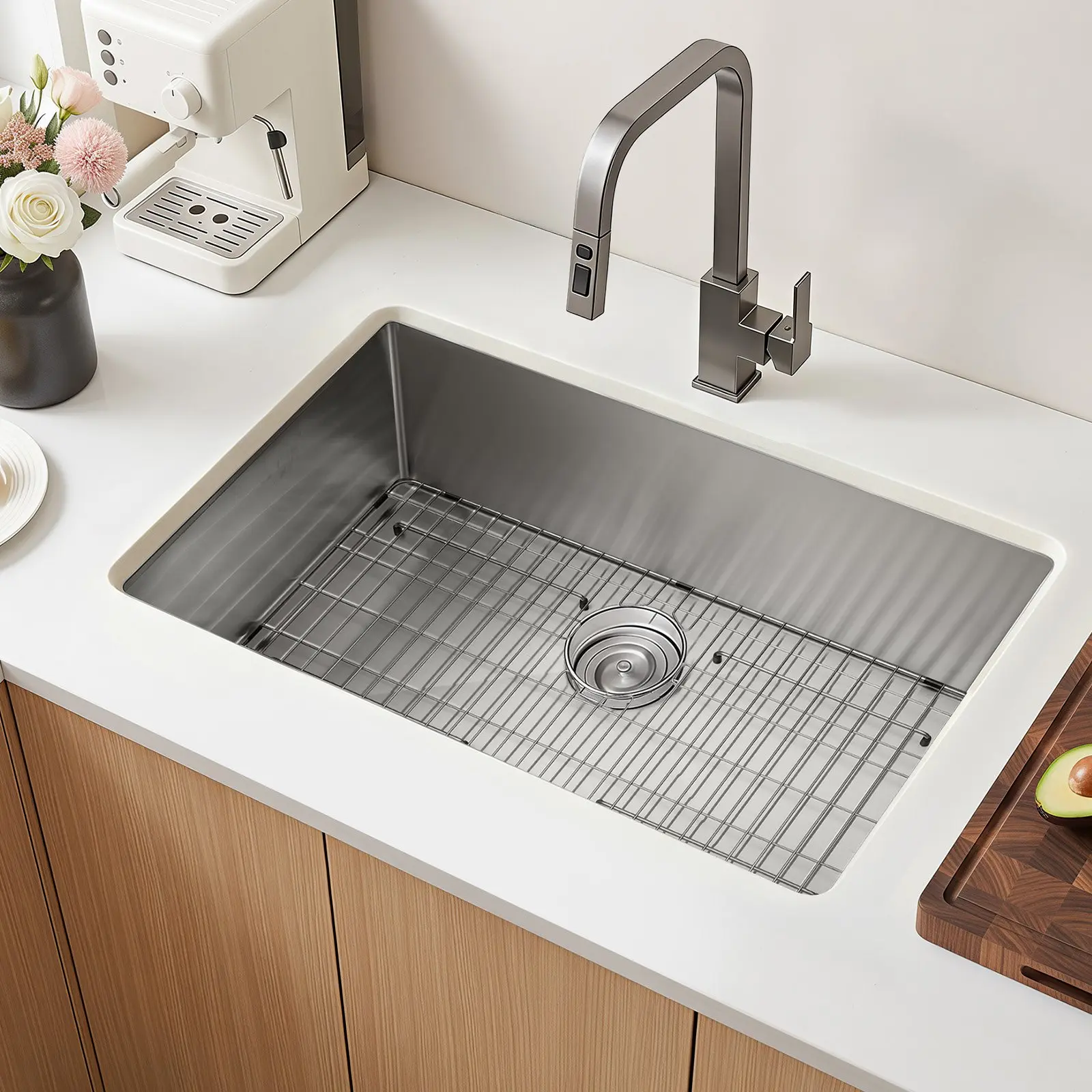 VEVOR 32-in Stainless Steel Farmhouse Sink, Undermount/Drop-In Single Bowl Basin with Accessories for Kitchen, RV, Laundry Room