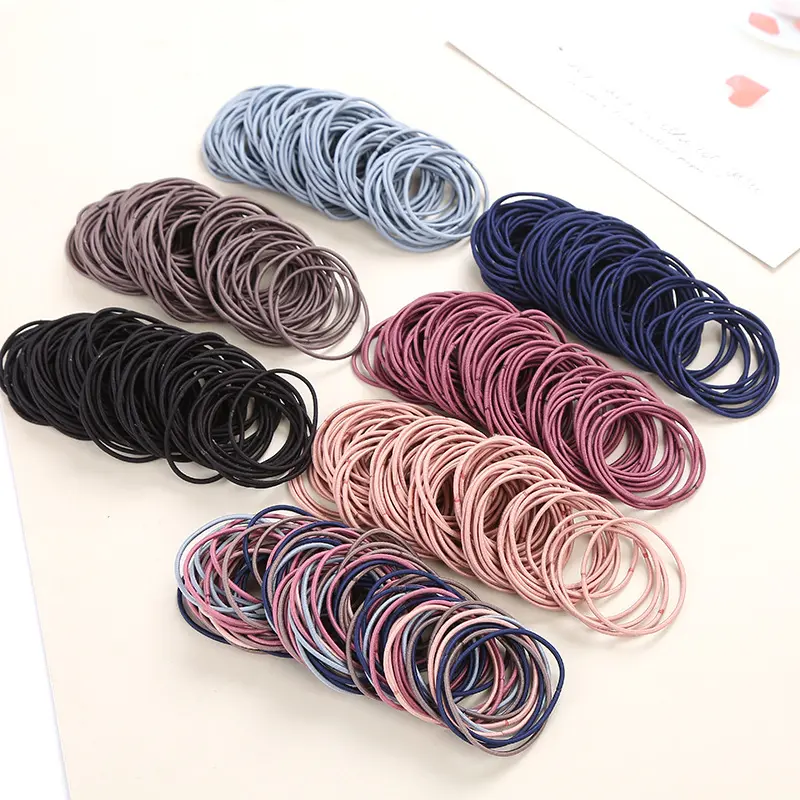 100pcs Multi Neutral Shades Thin Soft Stretch Nylon Hair Ties Non Slip Durable Small Ponytail Elastics No Hurt Hair Basic Daily Minimalist Hair Bands Versatile Hair Accessories For Women Teen Girls Daily Hairstyle Use