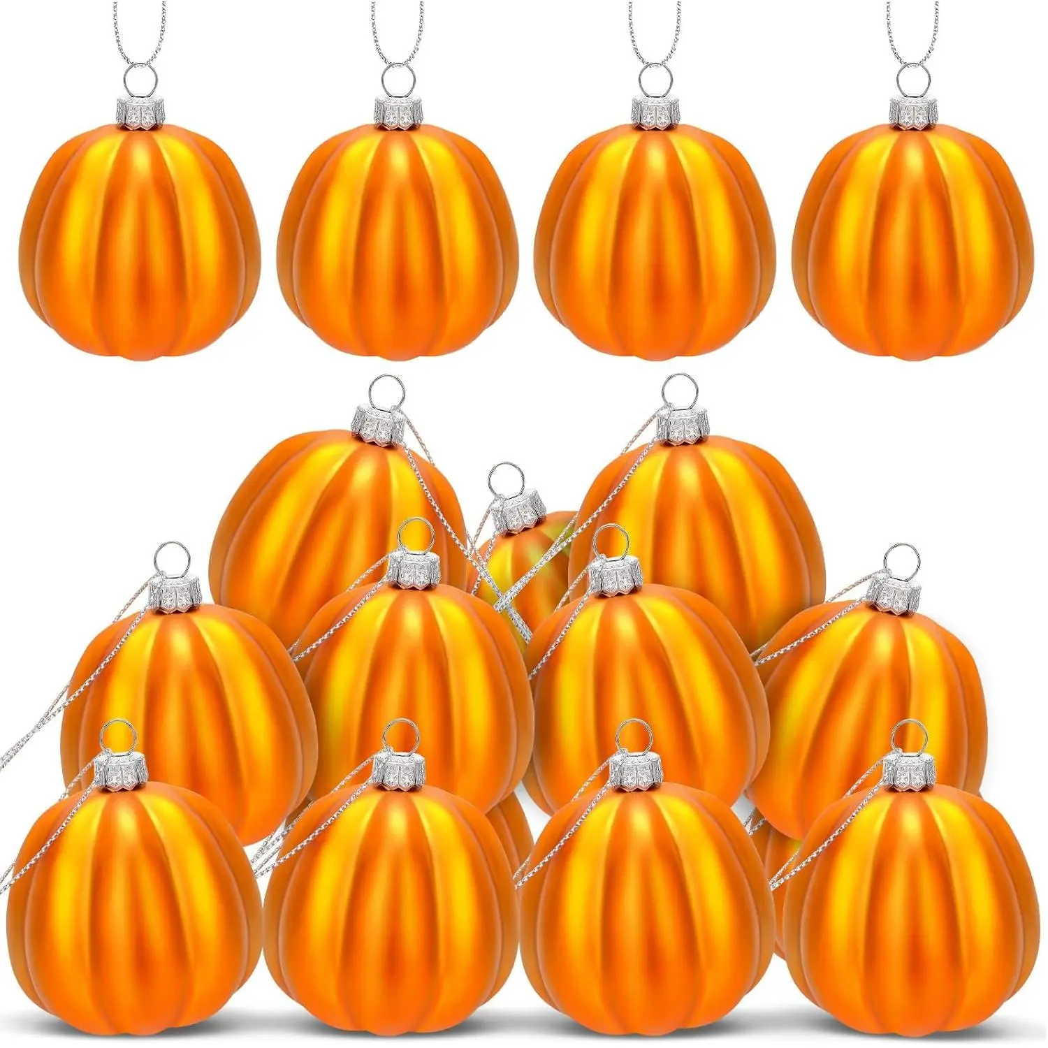 12 Pcs Orange Pumpkin Ornaments, Fall Mini Pumpkins Hanging Ball| Pumpkin Small Tree Decorations, Thanksgiving Harvest Home Halloween Party