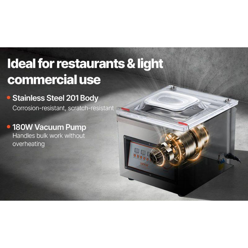 VEVOR Chamber Vacuum Sealer, 320W Sealing Power, Vacuum Packing Machine for Wet Foods, Meats, Marinades and More, Compact Size with 12.6 in Sealing Length, Applied in Home Kitchen and Commercial Use