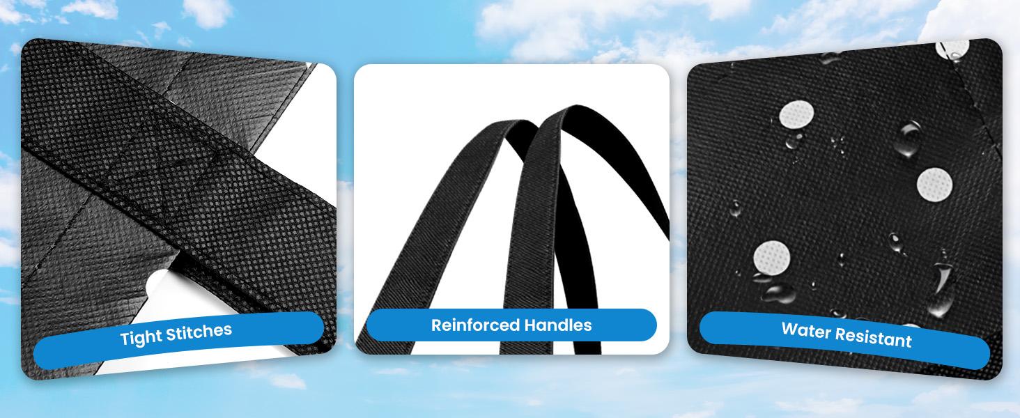 10 Pack Reusable Grocery Bags for Groceries 35L Large Capacity Heavy Duty Waterproof Bags for Shopping and Picnic with Sturdy Handles