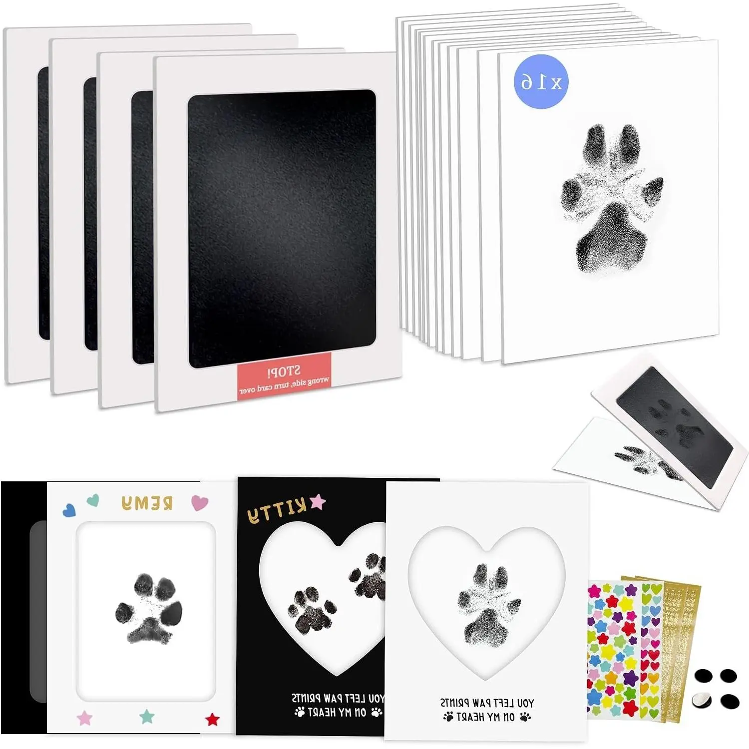 Inkless Paw Print Kit, 4 Pack Clean Touch Mess-Free Ink Pads for Dogs & Cats, Dog Nose Print, Pawprint Memorial Keepsakes, with Detailed Instructions, Gifts for Pet ParentsGift