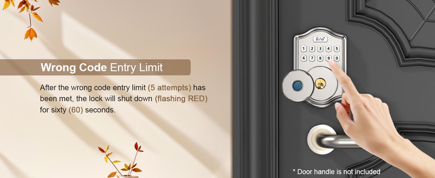 52HZ Fingerprint Door Lock, Keyless Entry Door Lock with Code, Voice Guidance Keypad Deadbolt Locks for Front Door, Anti-Peeping Password, Auto Lock, Easy to Install, Satin Nickel