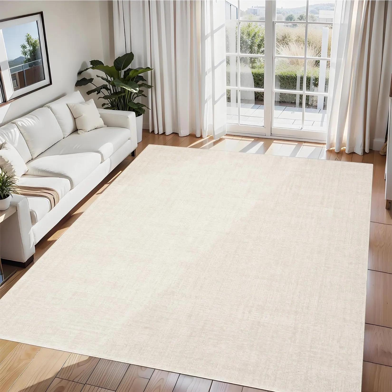 Garvee Modern Solid Area Rug 5x7 – Washable, Non-Slip Rubber Back Mat for Living Room, Bedroom, Nursery, Dining Room, Office – Minimalist Neutral Soft Floor Carpet