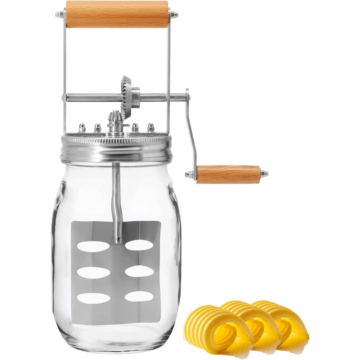 Premium Butter Churner – Makes Fresh Homemade Butter in 10 Minutes |   32oz Glass Jar with Stainless Steel Paddle |   Hand Crank Butter Maker |   Easy to Use & Clean |   Perfect for Family Kitchen Fun