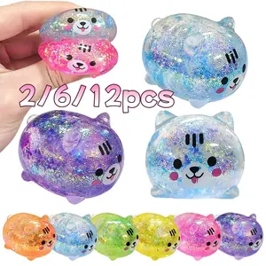Cats Stress Ball Pressure Relief Toy, Soft Candy Cat Squeeze Toy, Kawaii Squishy, Cute Squishies, Multiple Colors, Basket Filler, Party Gift, Random Shipping
