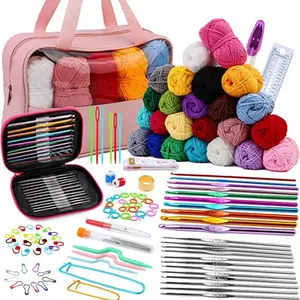 127-Piece Crochet Kit, DIY Handmade Knitting Set with Yarn, Beginner Crochet Tools, Complete Crafting Supplies, Essential Sewing Accessories