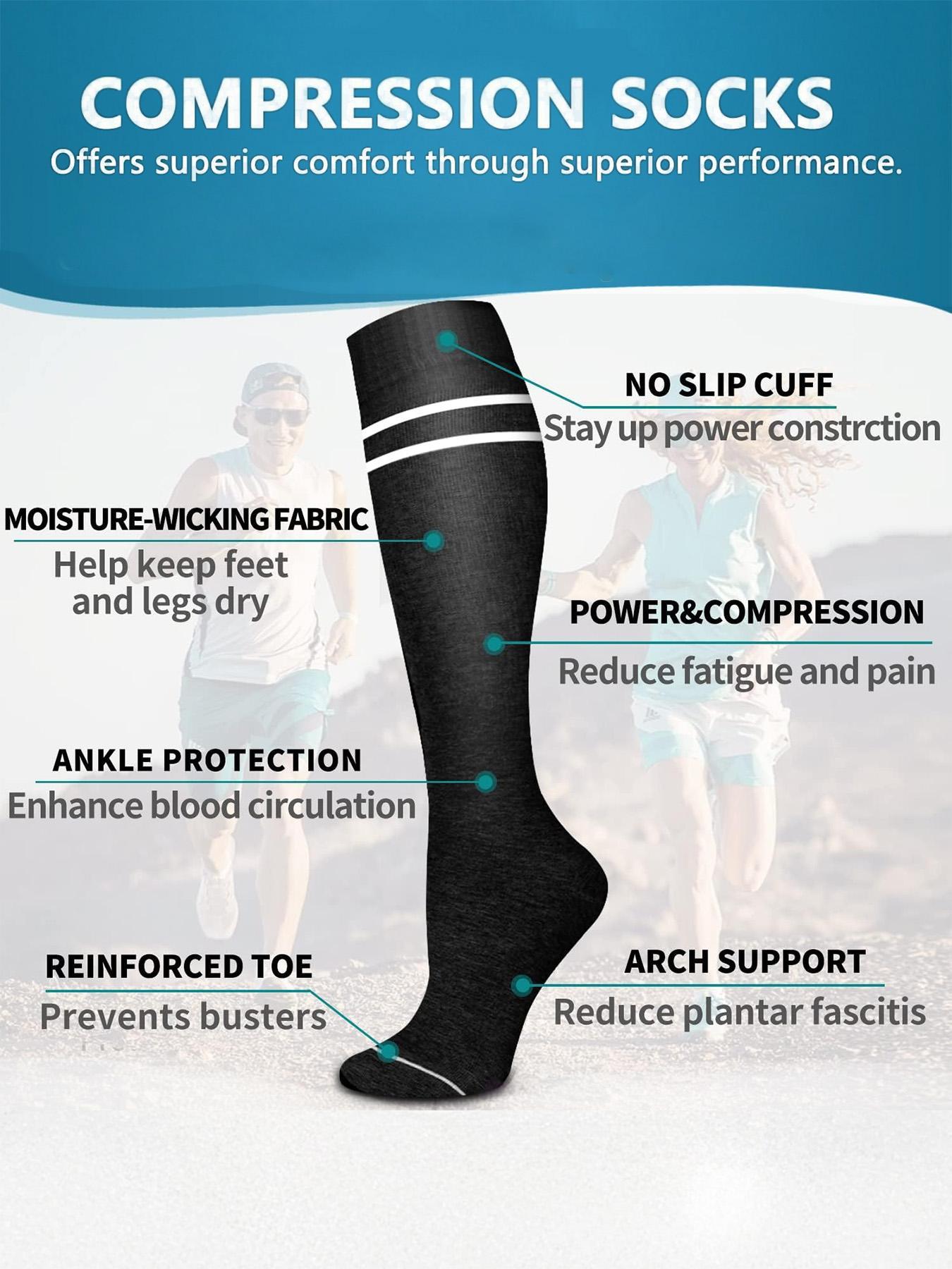 Unisex's Compression Socks, Sports Socks for Running, Nurses, Pregnant Women, Sports Socks for Improving Blood Circulation, Breathable Compression Socks