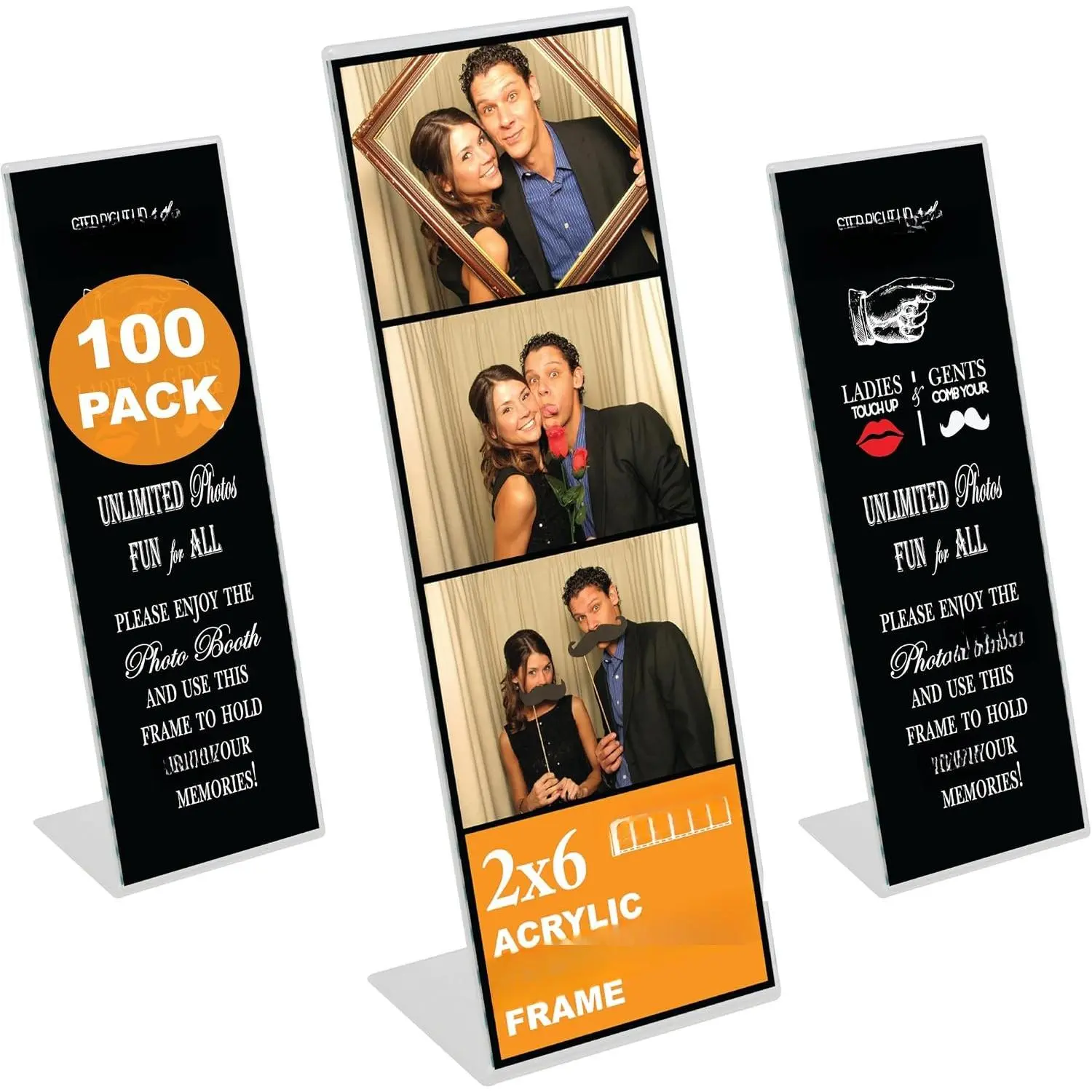 | 2x6 Slanted   Frames (100 Count) |  Clear    Picture Frame with Black Inserts | Bulk