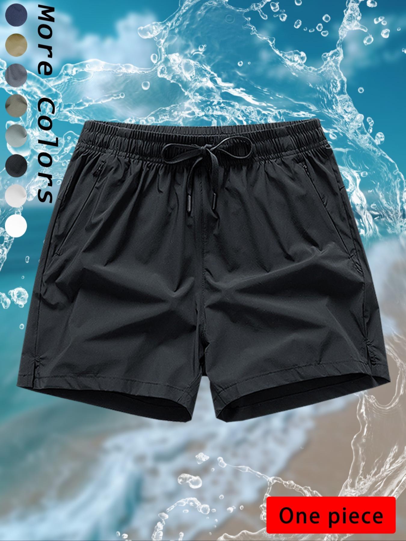 Men's Zipper Pocket Shorts, Regular Fit Casual Drawstring Waist Shorts for Daily Outdoor Wear, Men Bottoms for All Seasons, Casual Sweat Shorts