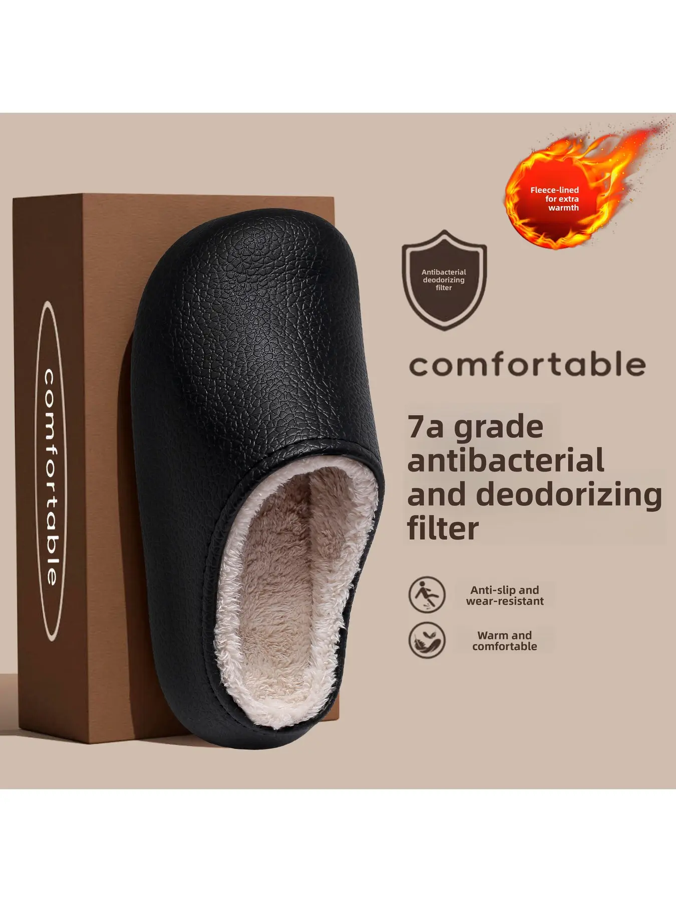 Waterproof Fleece Lined Mule Slippers, Thick Platform Slip On Winter Warm Clog Slides, Non-Slip Indoor Outdoor House Shoes For Women Men