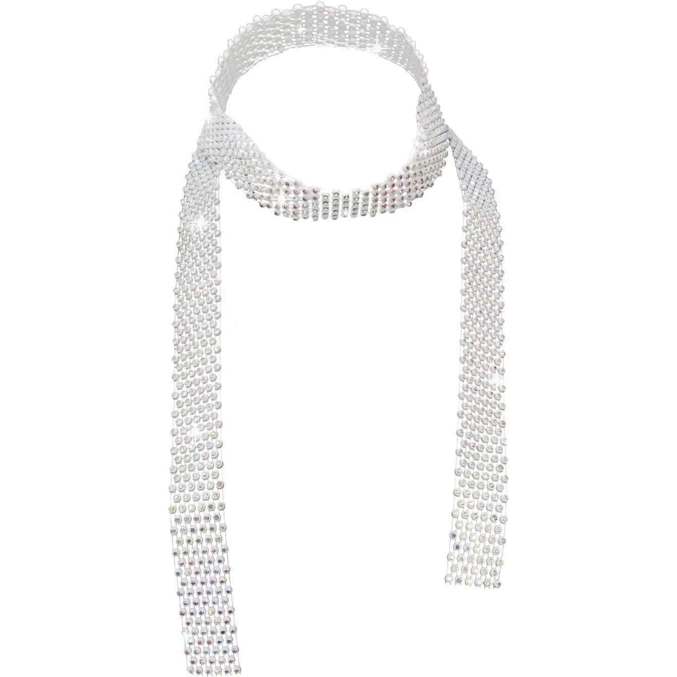 Womens Rhinestone  Tie Long Sparkle Sequins  Scarf for Party Evening Prom