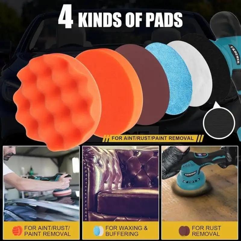 Wireless car polisher, equipped with 2 12V rechargeable batteries, 6inch mini polisher set, 2800-5500 RPM orbital polisher, variable speed, suitable for fine polishing, buffing, and scratch removal on boats and cars