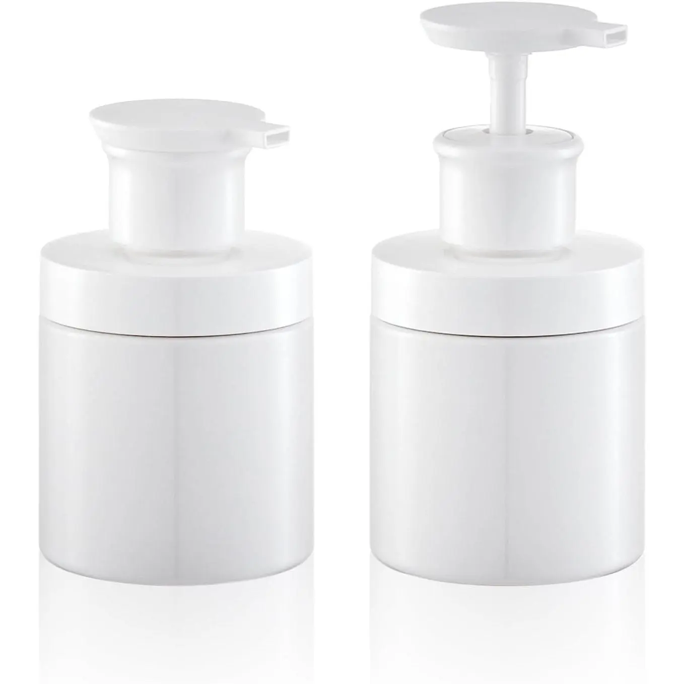 8oz Wide Mouth Pump Bottles 2 Pack, Refillable Plastic Dispenser for Soap, Lotion, Shampoo, Conditioner, Hand Soap, Body Wash - Empty Bathroom Shower Containers, WhiteGift