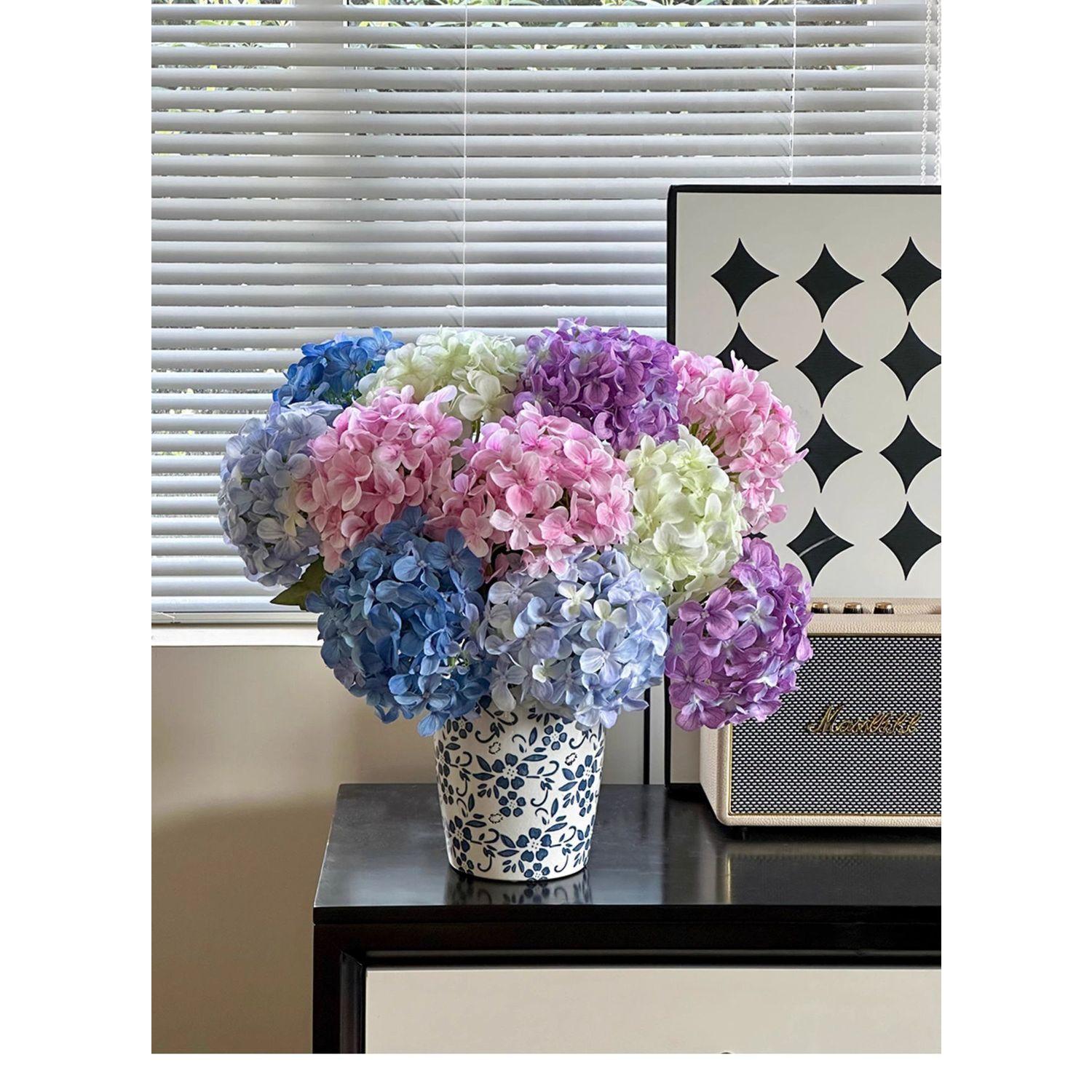 Luxury hydrangea faux for dining table and living room decorations, wedding artificial decorative floral arrangements, silk flowers, dried flowers filler