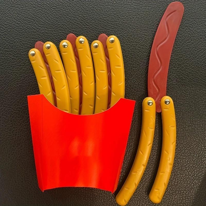 1pc Fun Waving Butterfly Hot Dog Toy Knife - Stress Relief Tool, Relax Gadget, Ideal for Halloween and Christmas Gifts, Multicolor Plastic,  Toy