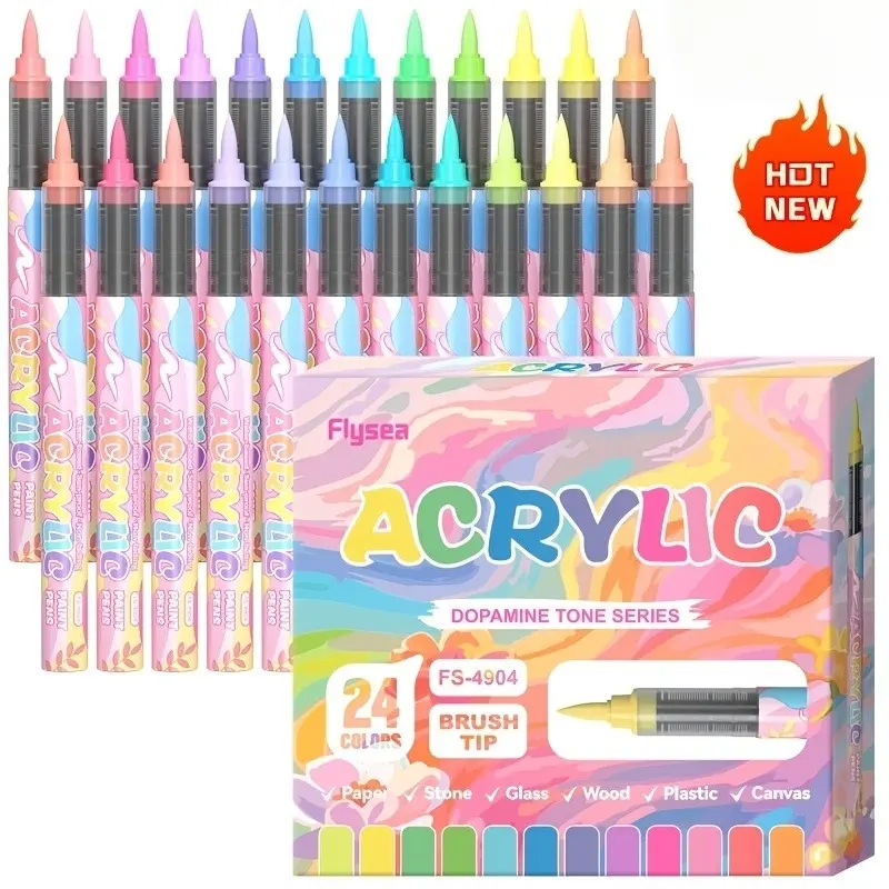 New 24-Color Paintbrush Set, Suitable for Various Materials. It Offers Rich, Vibrant Colors, Making It an Ideal Choice for Professional Art Projects and Creations, Suitable for Professional Art Use