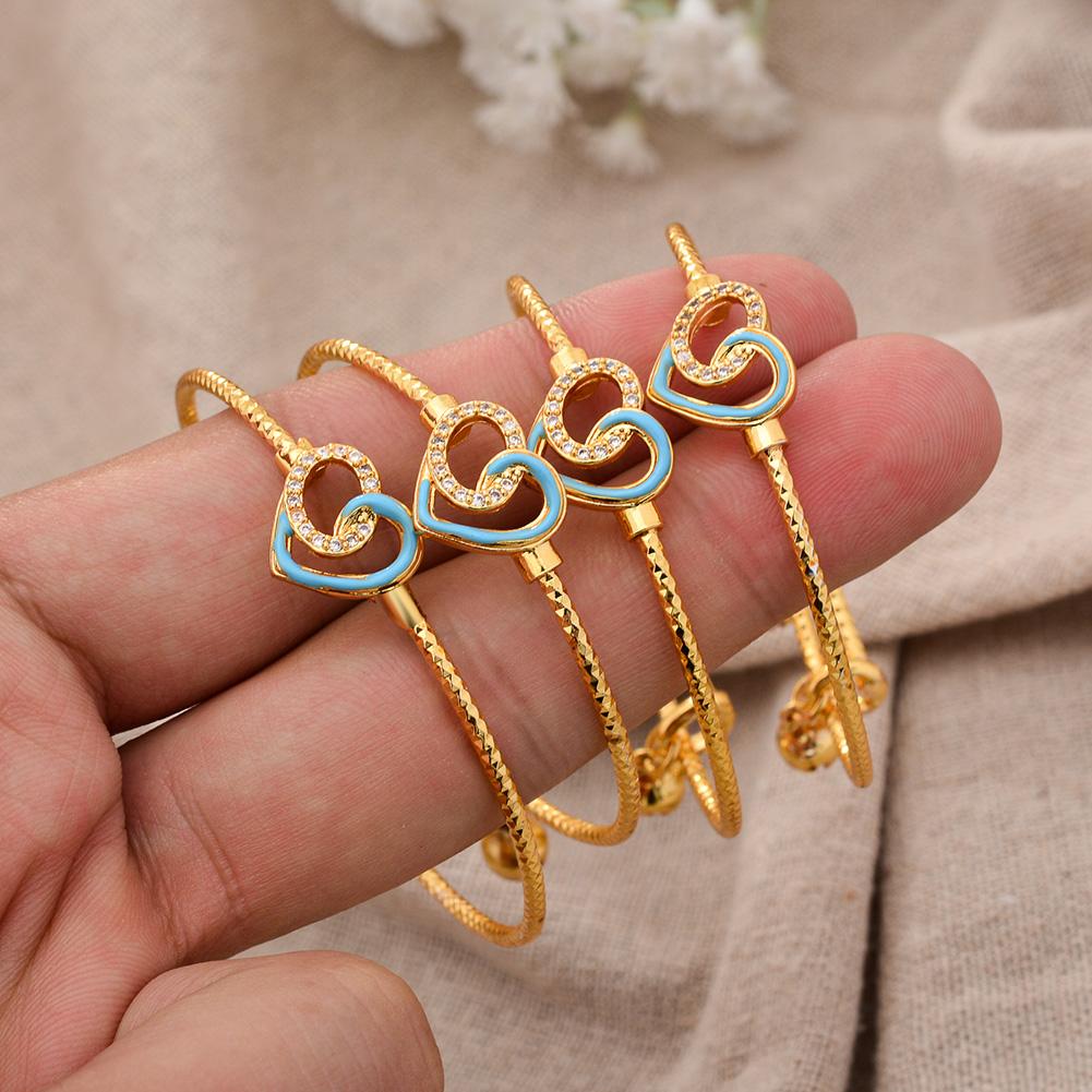 Baby Child Bangles Ethnic Dubai Gold Color Bangles Kids Bracelet Luxury Bracelet Dubai Bangles Child Jewelry Birthday Present