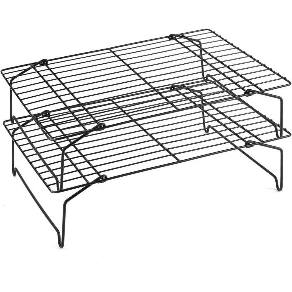 2-Tier Foldable Baking Cooling Rack, Speed Up Pastry Cooling With Layered Design, Space Saving Wire Rack For Cakes Cookies Bread