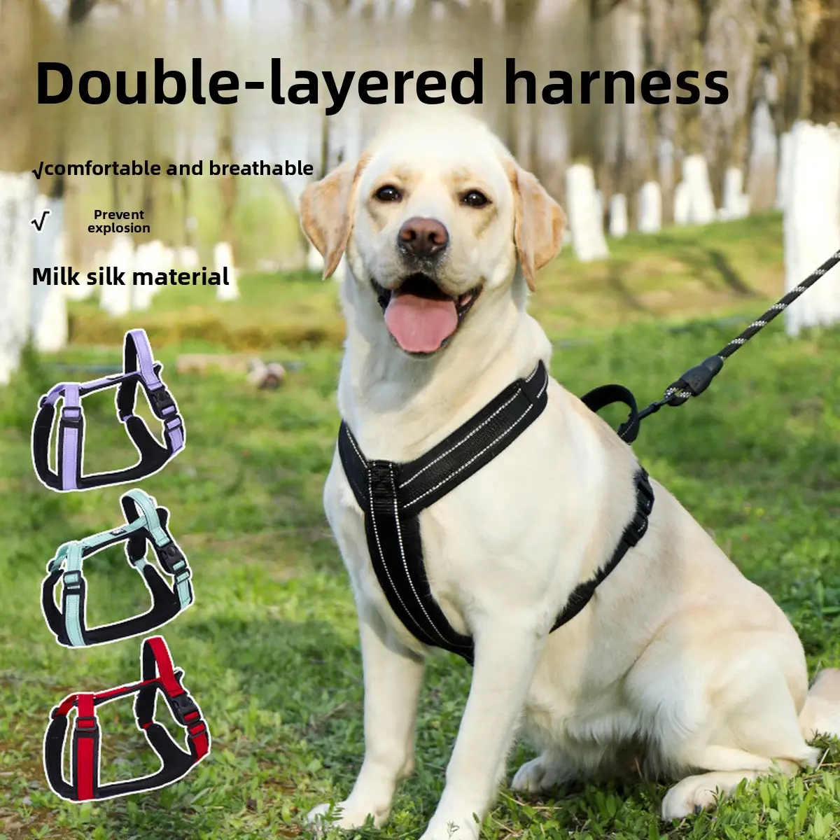 H-Shape Anti-Pull Dog Harness, Escape Proof Walking Leash for Shiba Inu Small Medium Dogs