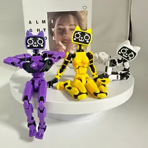 Dummy 13 Cat Edition Jointed Doll, Stress Relief Desktop Decor, 3D Printed Cat Face Model, DIY Customizable, Birthday Gift for Teens & Adults