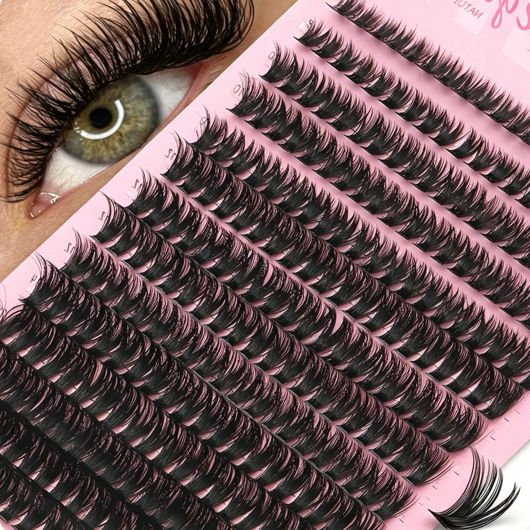 280 Pcs 60D Fluffy Eyelash Clusters, False Eyelashes, 0.07D Curl, DIY Individual Eyelash Extensions, Length 8-16mm, Perfect for Halloween Makeup, Festive Styles, Eyelash Extensions Set