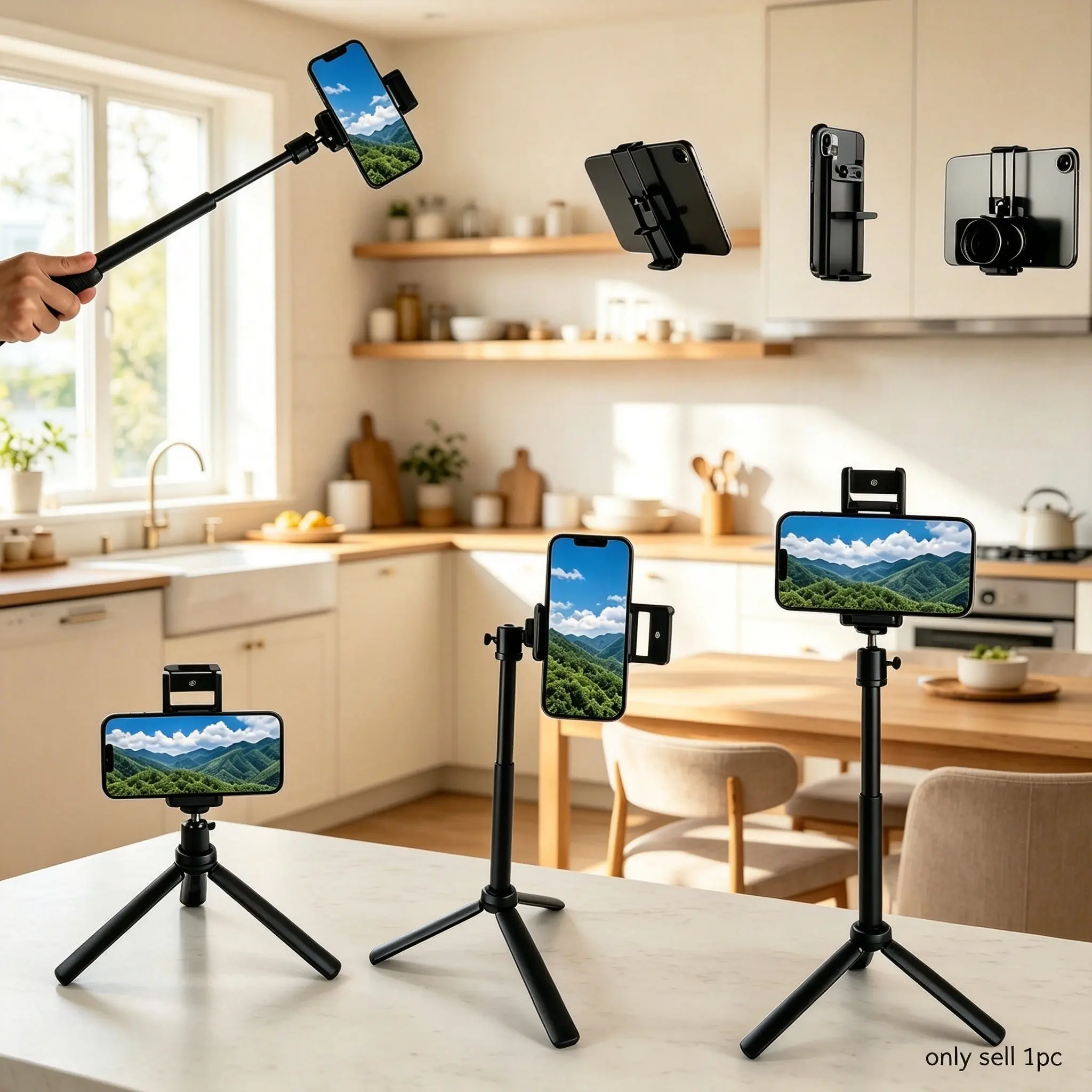 Adjustable Tripod Stand for Phone & Tablet, Anti-Shake, Multi-Position Mounts, Height Adjustable, Ideal for Live Streaming & Photography
