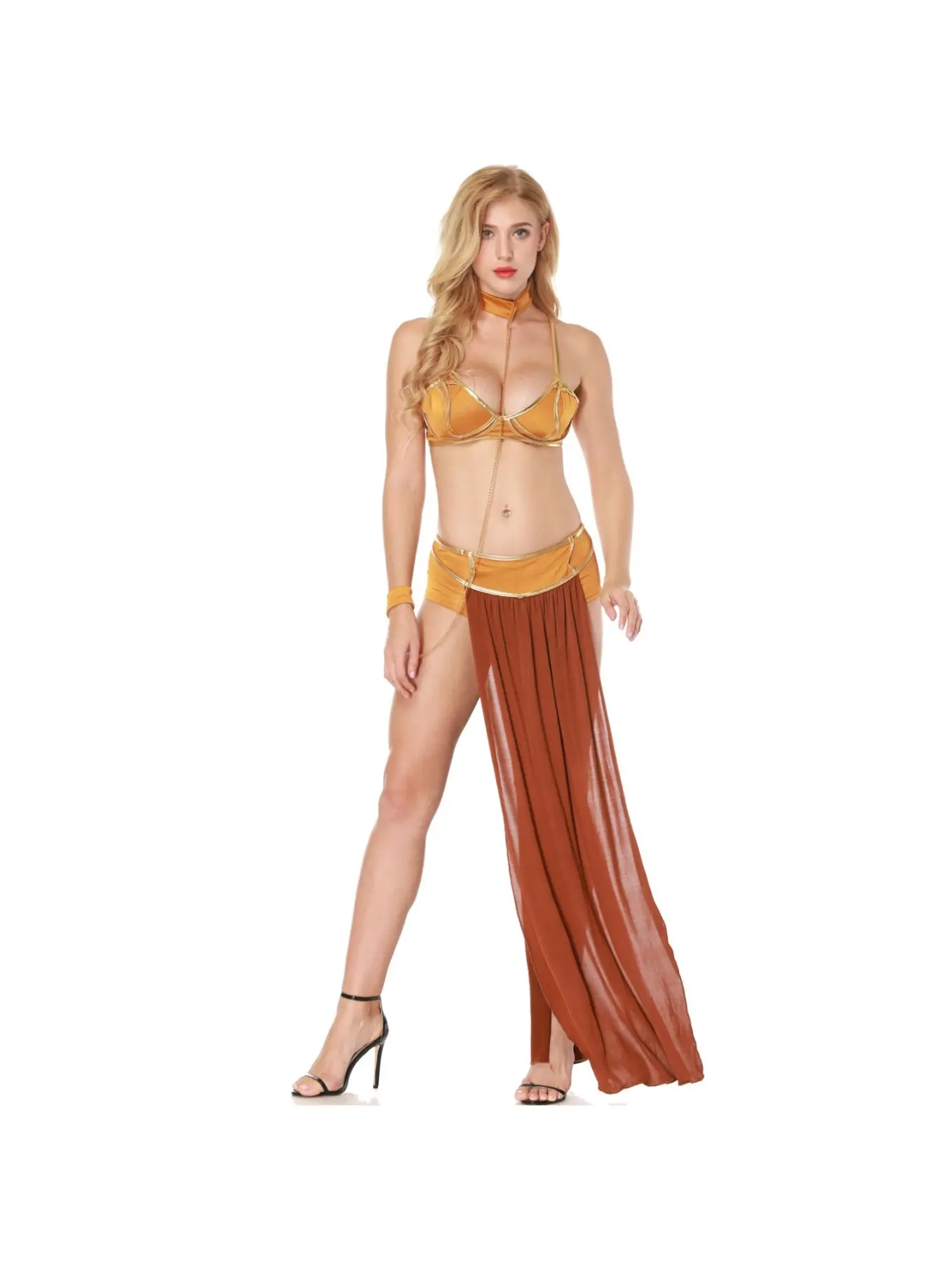 Women Spaghetti Strap Long Dress Halloween Costume Dance Costumes For Masquerade Party & Dance Performance
