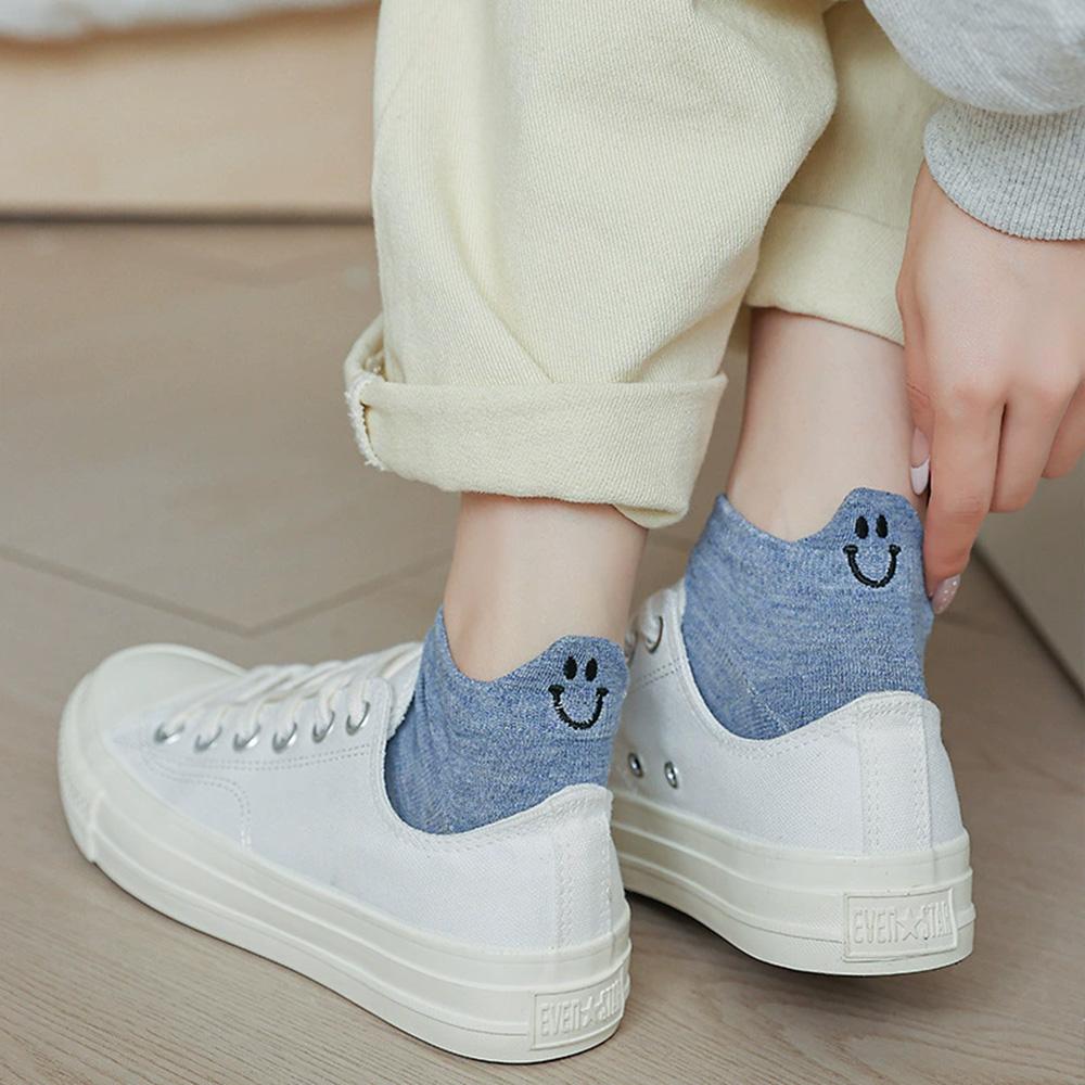 5/10 Pair Kawaii Embroidery Shallow Mouth Socks Women Spring Summer Short Cool Socks Casual Korean Style Street Sokken Female