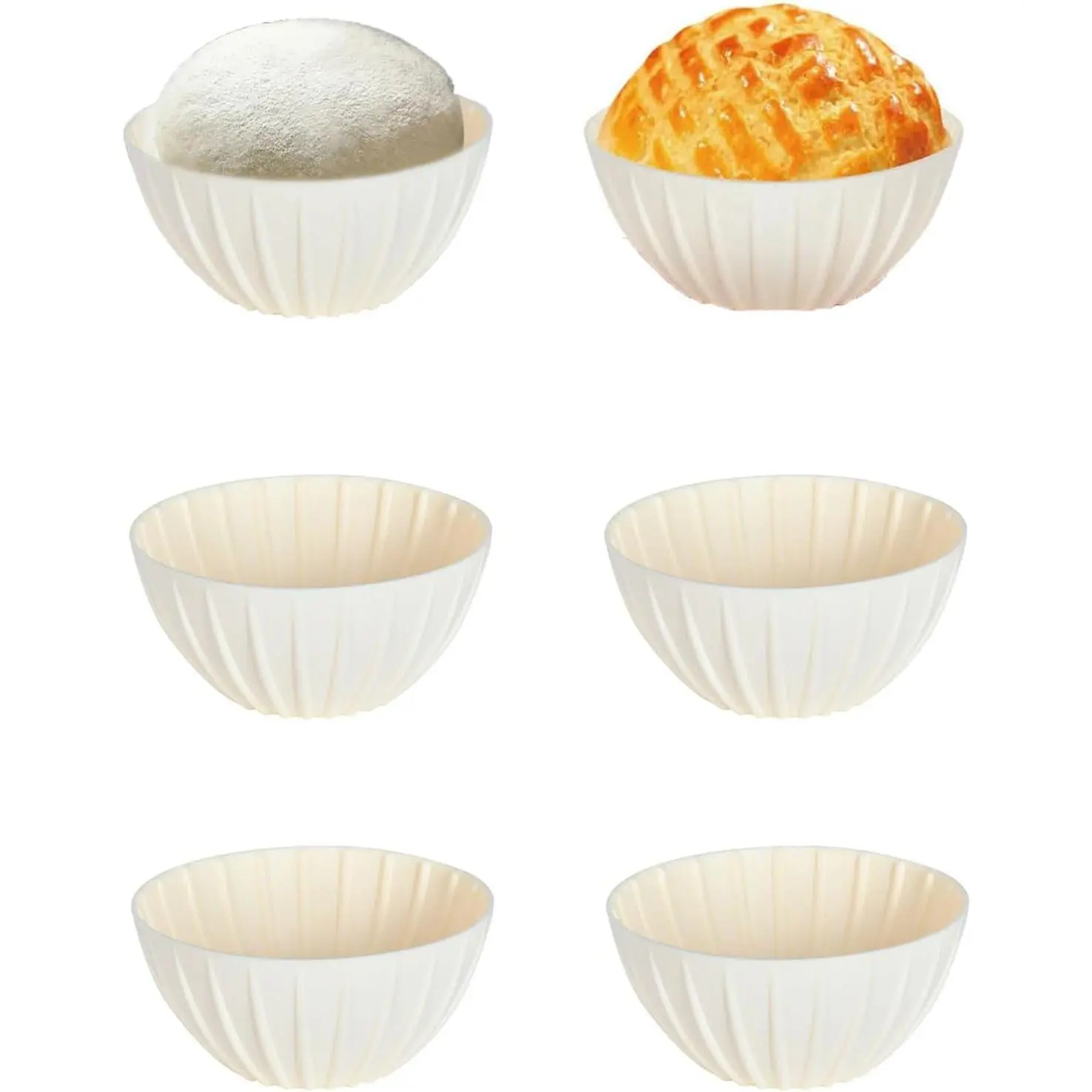 Mini Banneton Basket,6 Pcs 5 Inch Small Sourdough Banneton Bread Proofing Basket Set Round Proofing Bowl for Sourdough Loaf Pans Bread Baking Supplies (Beige)