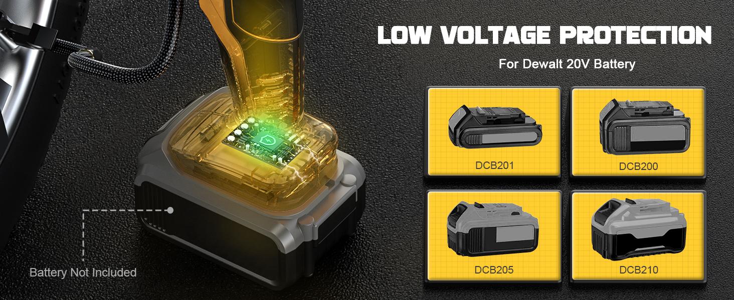 Tire Inflator Air Compressor Compatible with DeWalt 20V Max Battery 160 PSI Cordless Portable Electric Pump with Digital Pressure Gauge for Car Motorcycle Bike Sports Ball (No Battery)