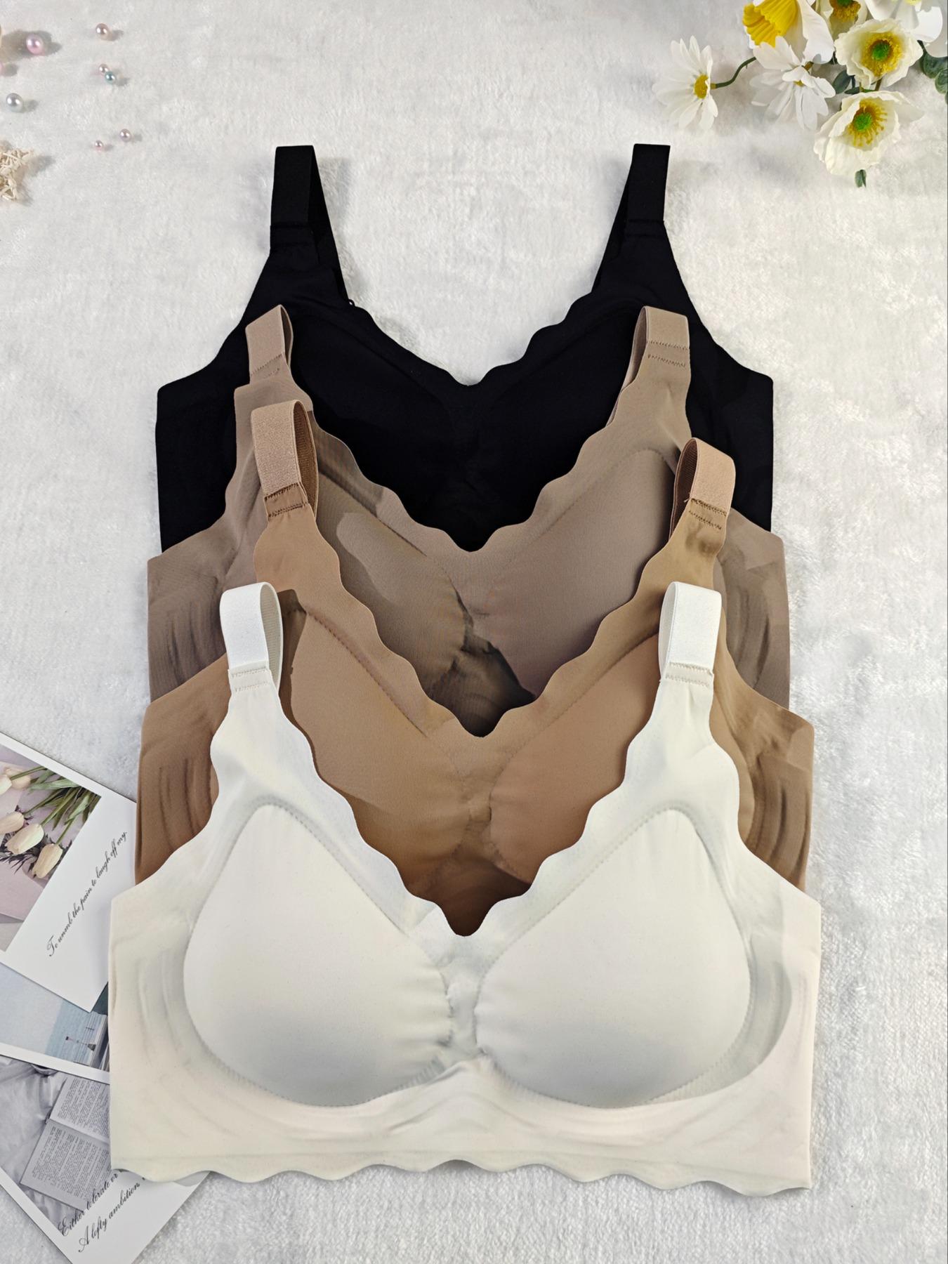 Women's Seamless Supportive Wireless Backless Bra, Adjustable Wide Straps, Comfortable Breathable Daily Wear, Ribbed Stripe Design, Seamless Bras, Medium Fit, Ladies Underwear