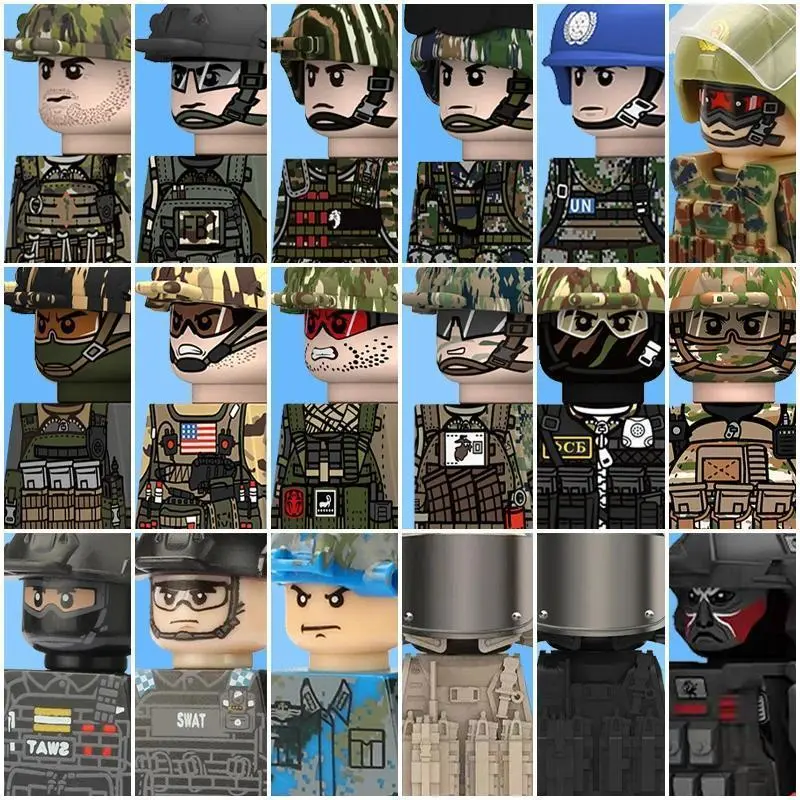 2026 Hot Military Series Building Blocks Toys, Modern Special Forces SWAT US Warrior German KSK Peacekeeping Soldier Figures, None