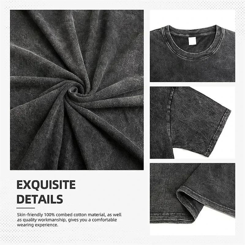 2026 Summer New Zenitsu Agatsuma Breath of Thunder Retro Washed Old T-shirt Demon Slayer 90s Street Style Short-sleeved Top